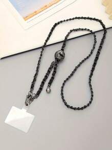 枪形可调节 PU 皮革长带配银链，可拆卸手机挂绳配透明卡夹，适合送给母亲、家人、朋友、生日、节日的礼物，手机挂饰，手机链 - 彩色 - 查看 4