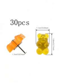 50/40/30/20/15/10 件混色卡通可爱树脂泰迪熊图钉软木板钉照片墙装饰钉地图钉返校