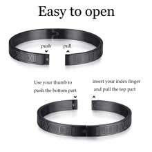 3Pcs Minimalist Stainless Steel Bracelets For Men Gold Roman Numeral Bangle Bracelet Twisted Cable Bracelet Adjustable Cuff Bracelet Mens Luxury Jewelry Bracelets Gifts - 黑色 - 查看 9