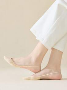 4 Pares/paquete Calcetines Invisibles De Media Pierna Para Mujer En Verano, Calcetines Para Barco Sin Mostrar Con Correas