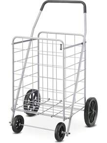 Whitmor Extra Large Utility Foldable Shopping Cart With Wheels, 100 Lb Capacity, Heavy Duty Grocery Cart With Steel Frame, Foam Handle, Rolling Collapsible Utility Trolley For Grocery, Laundry, Black - 15.75"L X 17.75"W X 40.5"H - View 1