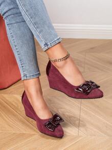 Novos sapatos femininos para a primavera de 2025, sapatos de trabalho com laço, bico redondo, sola macia, salto médio, bico e salto baixo