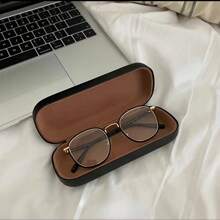 Portable Glasses Box Simple Hard Pu Leather Fashion Eyeglasses Storage Box Protector Outdoor Travel Sunglasses Organizer High Quality Eyeglass Case Sunglasses Myopia Glasses Storage Travel Accessories Initial Name 26 Letters Pattern
