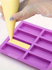 1pc 8-Cavity Purple Rectangle Silicone Soap Mold, Handmade Soap, Cake, Chocolate Baking Mold, For Kitchen, Oven, Microwave, Desserts, Cakes, Chocolates, Ice Making