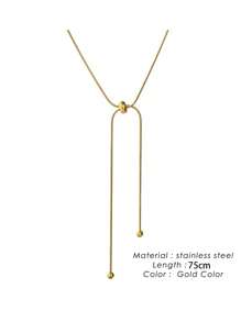 1 pieza Collar largo de diseño ajustable y versátil minimalista de acero inoxidable, adecuado para uso diario - Corredero - Ver 15