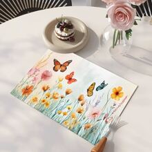 1/4/6 stuks Floral & Butterfly Series Retro Decoratief Patroon Polyester Linnen Placemats, Tafelmatten, Warmte-isolatie Pads Voor Keukendecoratie, Eettafel, Tafelsetting in Westerse Stijl