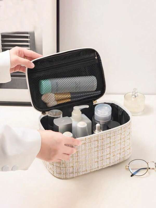 2 pièces Grand sac de maquillage portable pour femmes, organisateur de rangement pour soins de la peau et cosmétiques, trousse de toilette de voyage, cadeau parfait pour épouse, famille. Sac cosmétique spacieux et pratique, idéal pour les voyages, la Saint-Valentin, Noël, comme cadeau pour femmes.