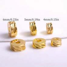 Perles entretoiseurs en plaqué or 18 carats de 4/5/6 mm pour la création de bijoux, séparateurs de perles pour bracelets, perles rondes en métal, accessoires de perles DIY - Perles d'espacement - Voir 4