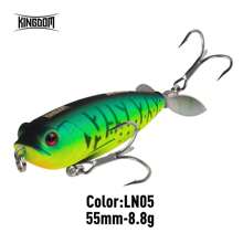 Kingdom Propeller Popper Floating Fishing Lures 8.8g 55mm Trolling Wobblers Rotating Tail Topwater Pencil Professional Hard Bait