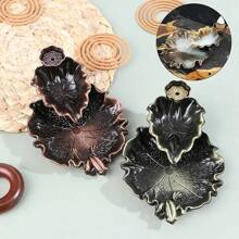 1 szt. Kreatywny japoński styl Zen Podwójna warstwa Kadzidełka, Miedziany Kolorowy Lotos Staw Żaba Kadzidło Backflow Burner, Unikalny Design Do Ciągłego Zapachu, Nadaje Się Do Medytacji, Jogi, Wystrój Domu