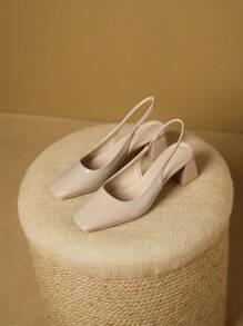 Xin Jing Shoes Fall/Winter New Chunky Heel Women Casual Slip-On Flats, Minimalist Style Commuting Work Shoes, Elegant