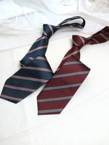 1 pièce Cravate artisanale rayée vin, convient pour le style casual, quotidien et de rue, style collège