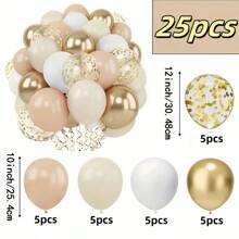 25 pezzi/set, palloncini in lattice da 10 pollici/12 pollici nei colori beige vintage, rosa vintage, bianco opaco, oro champagne, oro lucido, adatti per decorazioni di matrimoni, cerimonie, addii al nubilato, feste di compleanno, San Valentino, ritrovi con amici, scenari di matrimonio, dichiarazioni d'amore, lauree, anniversari, riunioni familiari, scene romantiche, per decorazioni interne ed esterne - Multicolore - Visualizzare 5