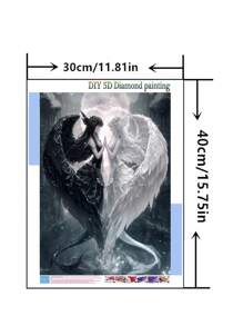 1pc DIY Diamond Painting Kit, Angel & Devil Themed, Full Drill Diamond Embroidery, Home Decor, 11.8*15.7in
