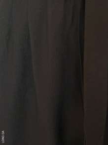 Women's Straight Leg Trousers, Elegant, Classic And Casual, Viscose And Nylon Fabric, Suitable For Spring And Summer Seasons, Natural Waist Fit With Light Elastic, Elegant And Decorative Ribbon At The Waist. Functional Side Pockets. Very Soft, Cool And Light Interior On Your Skin. - 黑色 - 查看 8