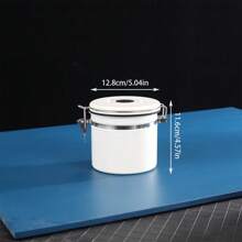 1pc Stainless Steel Sealed Can With Spoon, Coffee Bean Can, Round Portable Exhaust Fresh-Keeping Box, Tea And Milk Powder Can