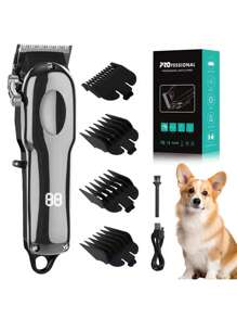 Set de tijeras eléctricas para aseo de mascotas, equipo inalámbrico y silencioso para cortar el pelo de perros, cortadora recargable para pelo espeso de perros