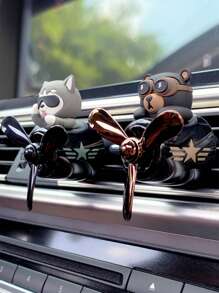 Wind Rotating Propeller Cool Fun Bear Pilot Car Air Fresheners Cartoon Dog Husky Vehicle Air-Conditioning Vent Clip Perfume Airplane Automotive Fragrance Diffuser Aromatherapy Ornaments Fan Aroma Pendant Windmill Outlet Interior Accsesories Decorations For Men Scent Flavor Fresh Smell Gifts Birthday Graduation