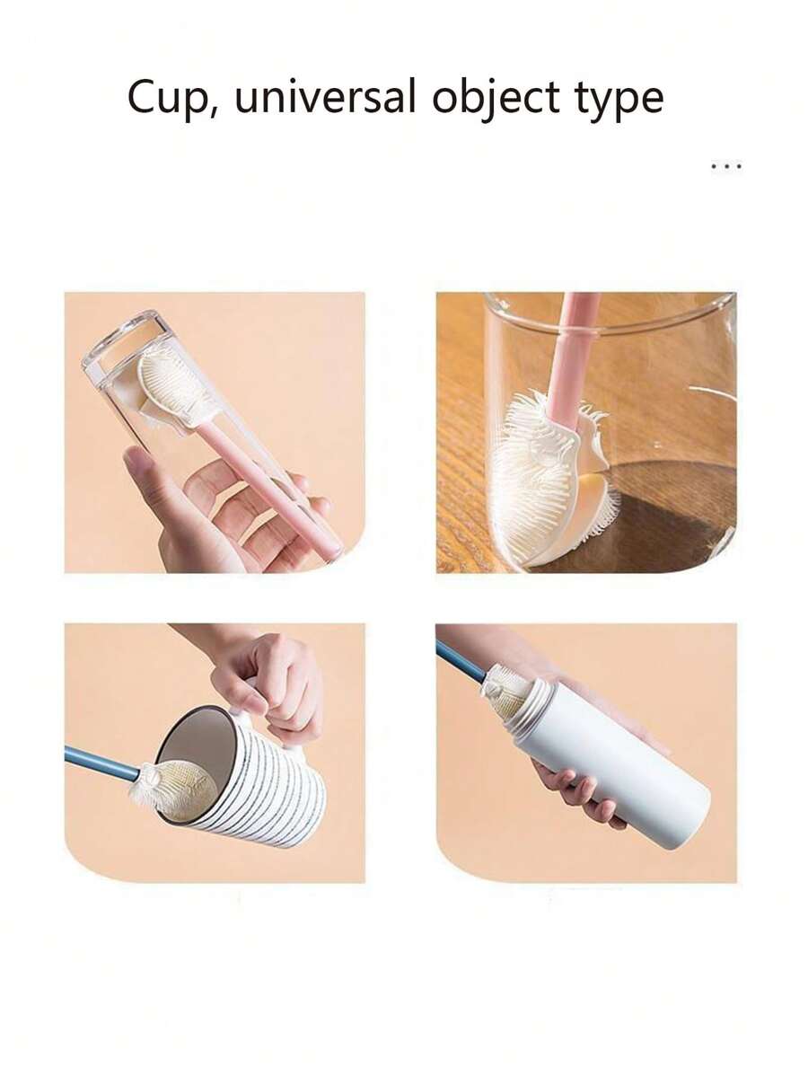 1pc/2pcs/4pcs/5pcs/10pcs New Long Handle Cup Cleaning Brush Soft Haired Silicone Cup Brush Brush Head Foldable With No Dead Angle Multi Functional Cup Washing Brush Silicone 90 ° Bending Cleaning Brush Multi Scene Use Multi Functional Cleaning Brush - Multicolor - View 1