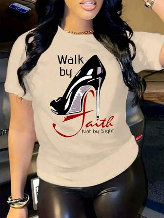 Don't Be Salty Plus Size Short Sleeve T-Shirt, Women's Plus Casual Tee Cute Girl Clothes