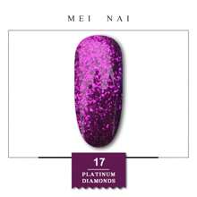 Esmalte de uñas de platino con diamantes Miss Comoy de 15ML, nuevo modelo popular de 2025, el tamaño de los destellos de purpurina hace un degradado de color brillante, se necesita lámpara de secado de luz ultravioleta, manualidades de uñas, pegamento de uñas comúnmente usado en salones de uñas