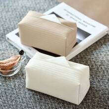 皮革矩形纸巾盒套，PU皮革装饰纸巾架，适用于浴室、梳妆台、床头柜、办公桌，适合返校