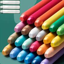 6pcs Chalk + 1pc Chalk Holder / 12pcs Chalk + 2pcs Chalk Holder / 24pcs Dustless Chalk + 3pcs Chalk Holder, Water-Soluble Bright Color Chalk Suitable For Teaching, Painting, Blackboard, Presentation,School Supplies,Back To School