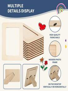 21 件北欧风格天然松木框架绘画艺术工艺套件，水性涂料和高透明度水晶钻石贴纸装饰，包括 5 个未完成的木框 + 12 支迷你水彩笔 + 4 张 DIY 贴纸，适合青少年和成人、生日礼物、节日装饰、亲子手工、季节性家居 DIY 艺术套装 - 彩色 - 查看 2