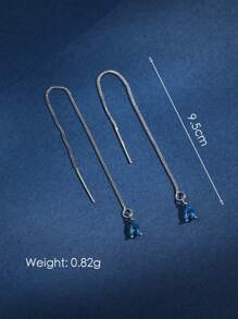 1 对时尚锆石水滴吊坠耳环，适合女性日常佩戴，百搭时尚精致 - 銀色 - 查看 6