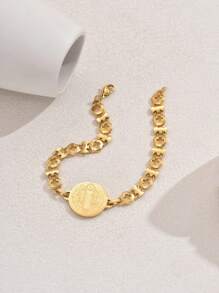 1 chiếc vòng tay chuỗi chữ thập rỗng hình học bằng thép không gỉ cổ điển, thích hợp cho tiệc tùng, lễ hội, tụ họp - Vàng - Xem 4