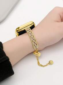 1pc Apple Watch Band , Hot New Elegant Female Gold Rose Gold Silver Black Luxurious Shiny Crystal Diamond Inlaid With Crystal Diamond Apple Watch All Crystal Diamond Adjustable Bracelet, Compatible With Se, S10/9/8/7/6/5/4/3 Series, Suitable For Boyfriend/Girlfriend Dates And Gifts, Apple Watch Smartwatch 40mm/41mm/42mm, Watch Accessories