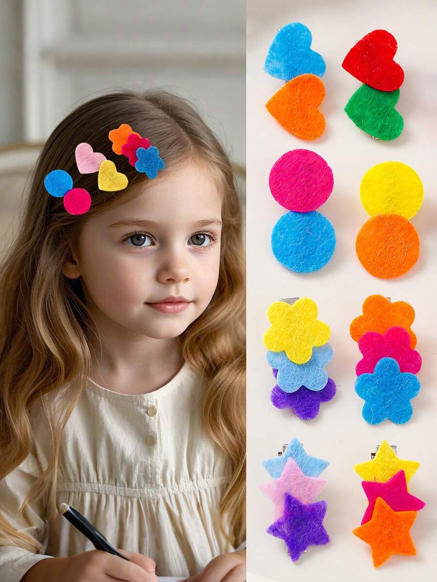 Set de 6 pasadores de pelo con diseños de dopamina, estrella, pentagrama, corazón y flor, accesorios de pelo de princesa simples y lindos, adecuados para uso diario para recoger y decorar el cabello