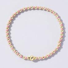 1 件时尚奢华金色铜珠和彩色玻璃珠弹性手链，男女通用珠宝 - 彩色 - 查看 14