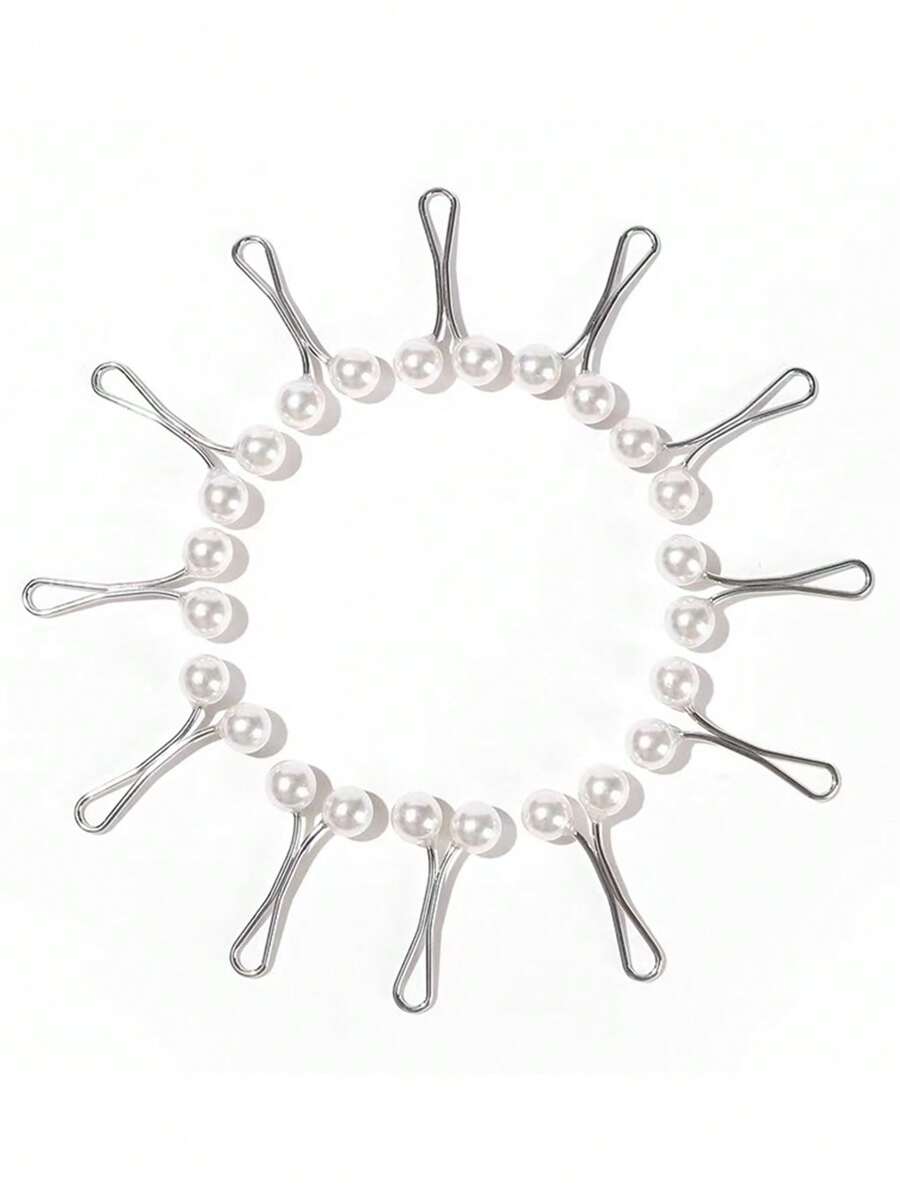 12 Pcs Women Brooches Set: Pearl Scarves Clips, Headscarf Clips, Scarf Pins, Used For Sweaters