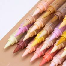 24 色马卡龙艺术马克笔，24 色软毛笔尖丙烯颜料笔，速干防水丙烯颜料马克笔，适用于插画素描、木材、玻璃、织物、岩石绘画学校用品，返校 - 馬卡龍系24色 - 查看 8