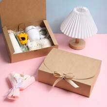 10pcs - White/Black/Pink/Brown Gift Box With Lid, Gift Box With Ribbon For Bridesmaid Proposal Box, Gift Box For Wedding, Birthday Gift, Shower Party And Other Parties, Valentine's Day Gifts, Valentine Day