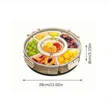 Rotating Snack Tray With Lid And Handle - Multi-Compartment Fruit And Vegetable Serving Platter, PP Material - Ideal For Tacos, Christmas Parties, And Travel Picnics, Taco Holder