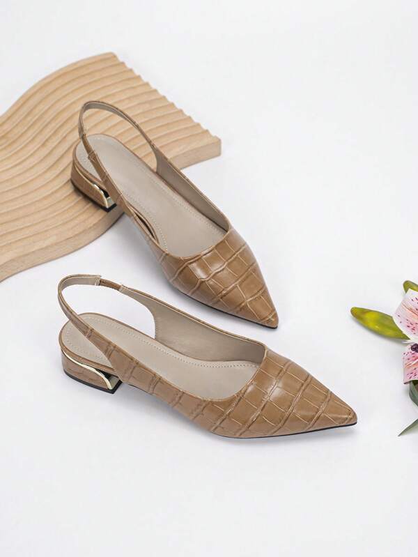 Pointed Toe Open Back Flat Heel Pumps For Women