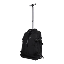 JLY Versatile Rolling Travel Backpack | Lightweight, Durable Nylon, Splash-Resistant | 2-In-1 Design For Carry-On & Daily Use | Includes Free Security Lock (Black) - Black - View 2
