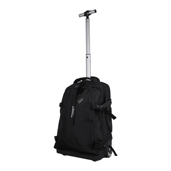  JLY Versatile Rolling Travel Backpack | Lightweight, Durable Nylon, Splash-Resistant | 2-In-1 Design For Carry-On & Daily Use | Includes Free Security Lock (Black)