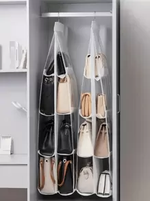 1 pezzo, Borsa organizer da appendere con 8 tasche, scaffale trasparente per appendere, porta borsette, organizer salvaspazio per armadio e guardaroba