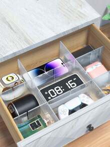 4件装透明塑料抽屉隔板抽屉隔板DIY收纳架办公室收纳多功能可调节厨柜收纳盒办公文具护肤品分类礼品女士女孩 - 彩色 - 查看 5