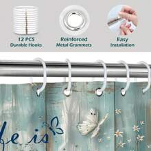 72" Original Design Light Blue Woodgrain Daisy Farmhouse Waterproof Shower Curtain With 12 Hooks Room Decor Bathroom Accessories Back To School