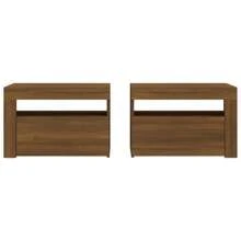 Table de chevet 2 pièces avec , bois marron, 60x35x40 cm