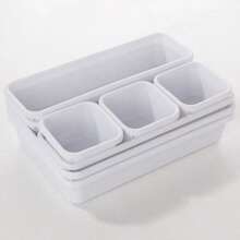 Juego de 8 cajas de almacenamiento para cajón (3 tamaños), material ligero, organizador de lapiceros de escritorio, organizador de maquillaje, cajas de almacenamiento misceláneas para cocina y baño, estuche para lápices, bolsa para lápices, mochila escolar