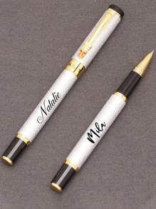 2 stuks/5 stuks onsterfelijke balpen met imitatieparels en metalen drakenkop, zakelijk geschenk metalen pen, aangepaste tekst 'Terug naar school'