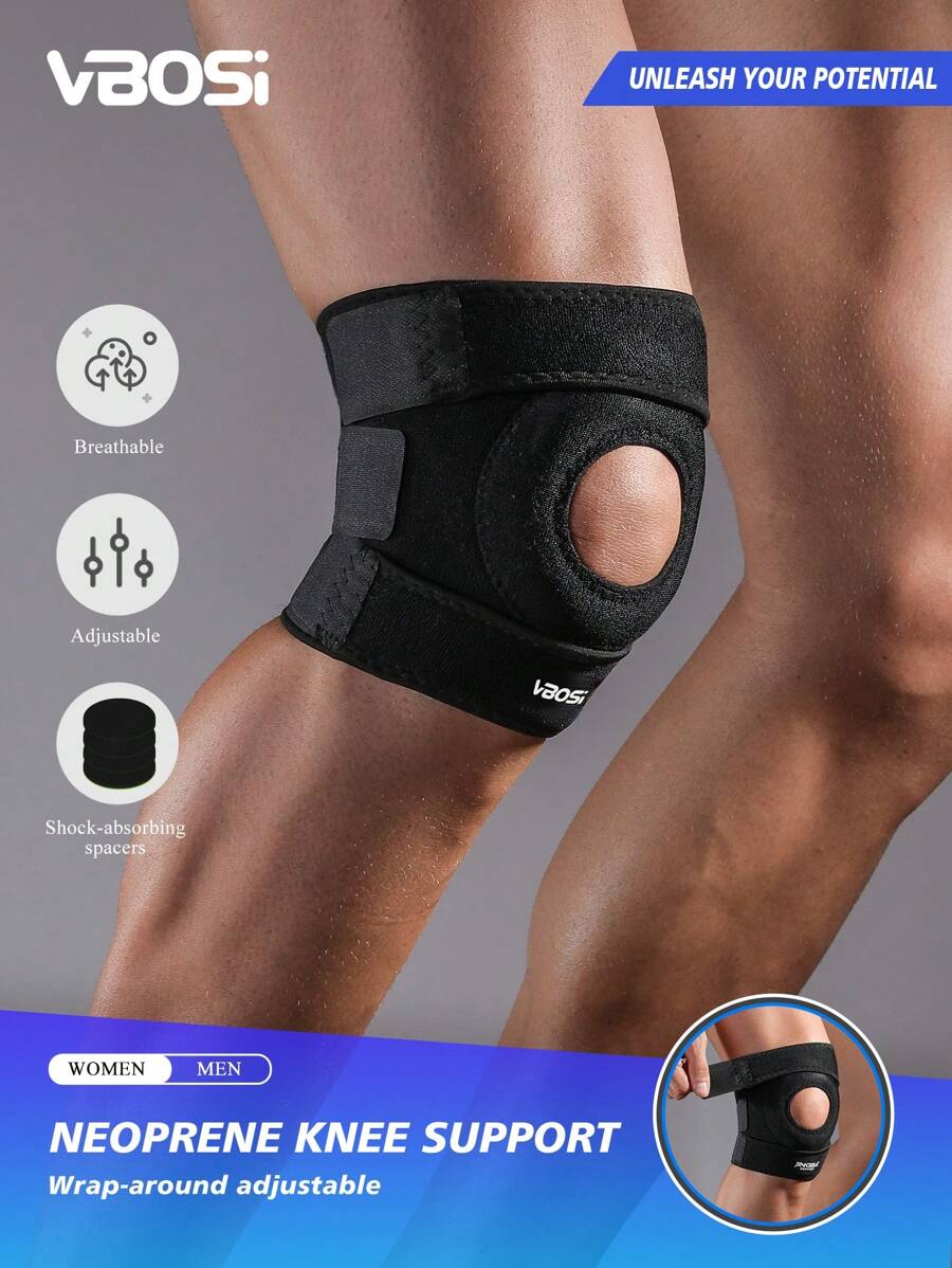 VBOSI 1 PIEZA Soporte de rodilla ajustable de tamaño pequeño unisex para mujer y hombre con almohadillas rotuliana para baloncesto, correr, gimnasio, accesorios deportivos, rodilleras deportivas, rodilleras de gimnasio