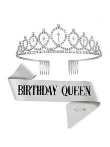 2 件套水晶皇冠头带和发梳套装，女士生日发饰，生日皇冠，生日礼物头饰，生日装饰 - 生日皇冠肩帶 - 查看 8