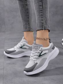 SOSENFER Zapatos deportivos para mujer - Blanco Gris - Ver 2