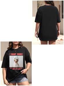 Camiseta holgada personalizada para mujer, sube tu foto/foto de grupo/foto de mascota/foto de equipo, personaliza tu texto/deseos de cumpleaños/eslogan interesante, camiseta deportiva casual de cuello redondo talla grande para mujer, camiseta gráfica personalizada para mujer, top negro para dama, regalo de aniversario, regalo del Día de San Valentín, regalo de cumpleaños, regalo para la mejor amiga, top de verano para mujer